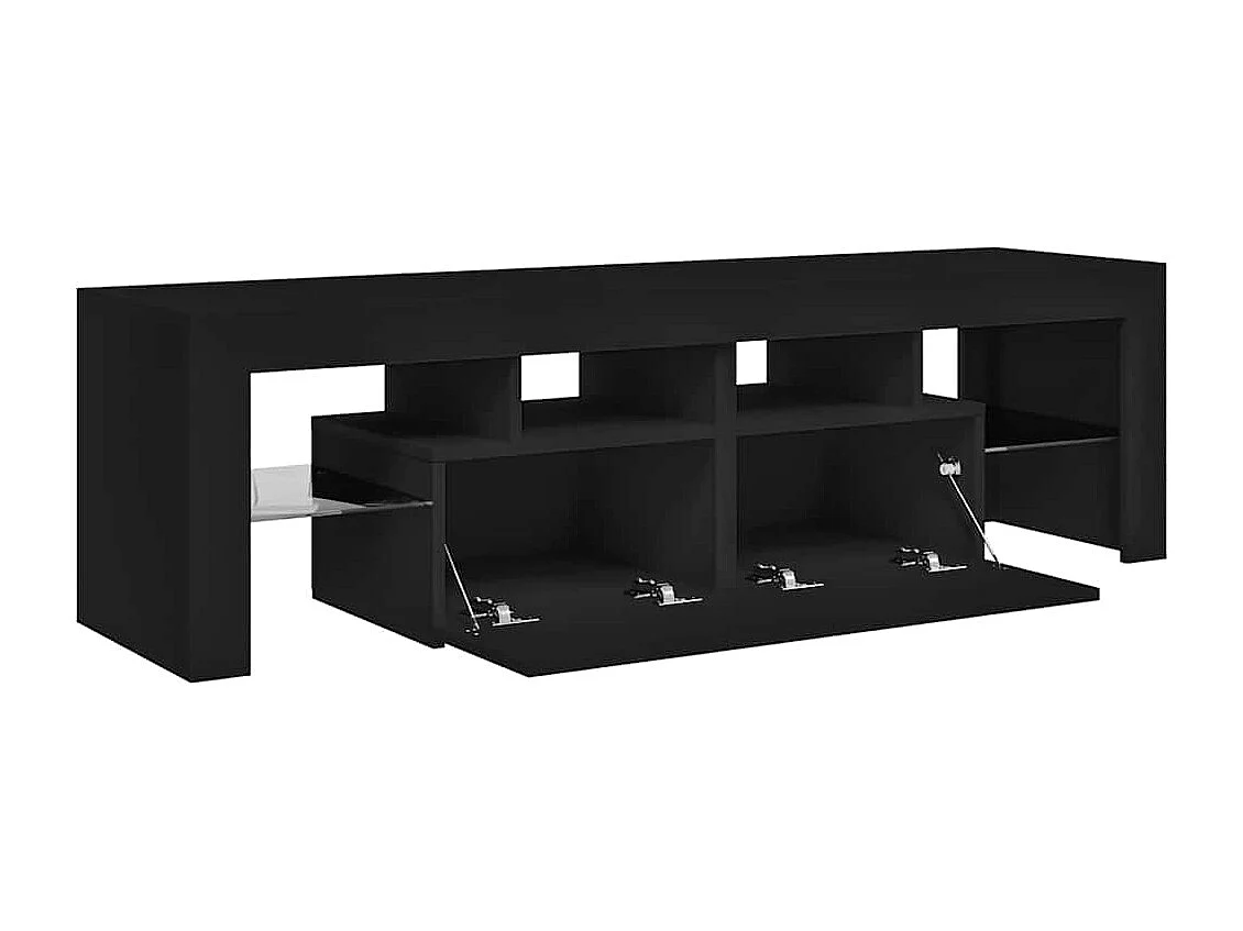 Móvel de TV com luzes LED 140x36,5x40 cm preto