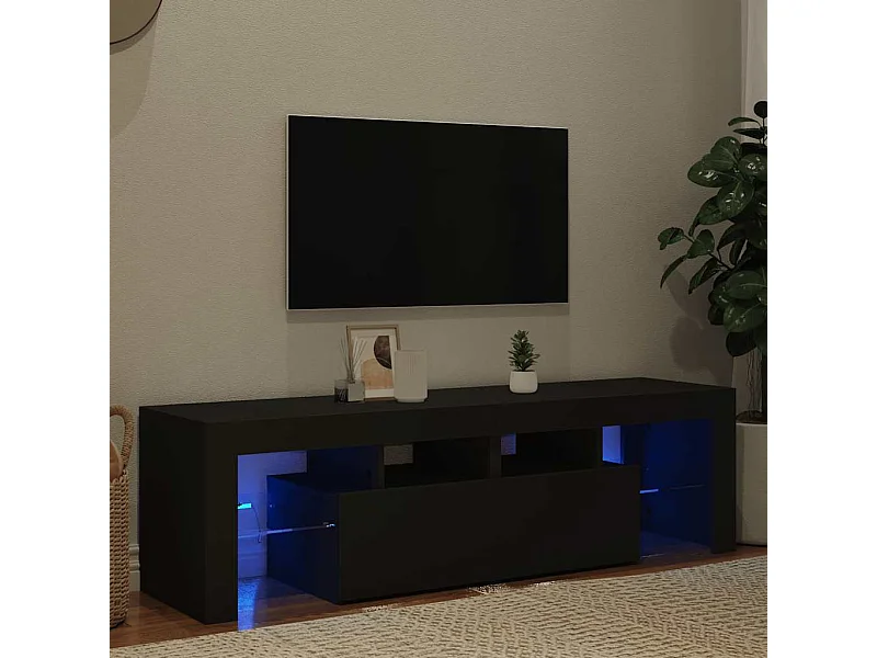 Mobile Porta TV con Luci LED Nero 140x36,5x40 cm