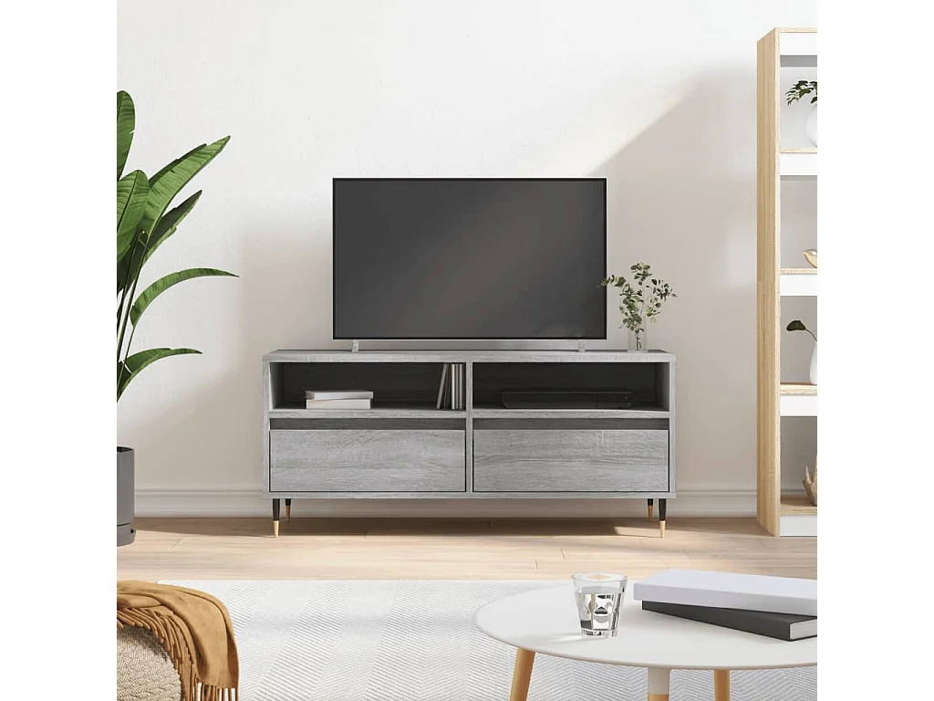 Meuble TV sonoma gris 100x34,5x44,5 cm bois d'ingénierie