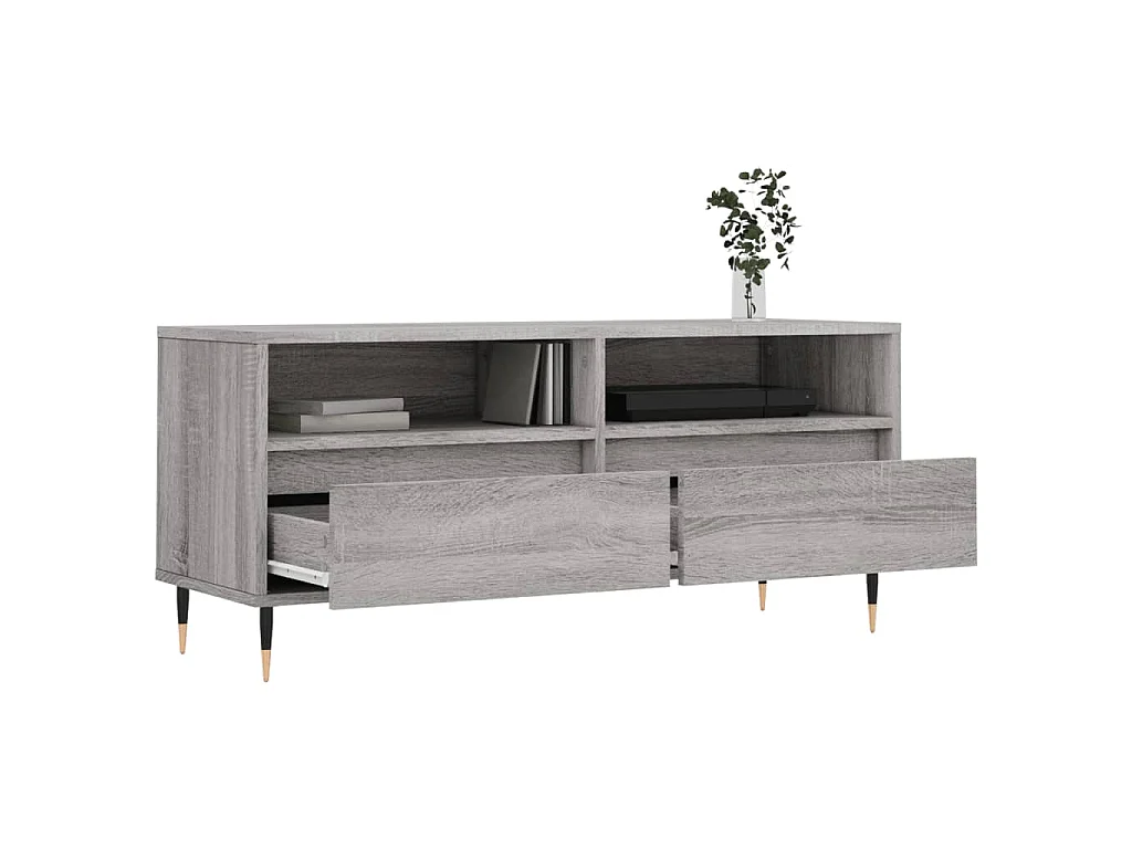 Meuble TV sonoma gris 100x34,5x44,5 cm bois d'ingénierie