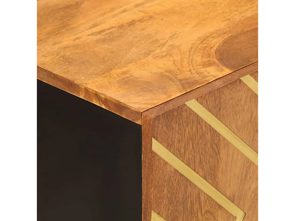 Meuble TV marron et noir 105x33,5x46 cm bois massif manguier