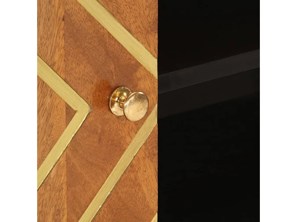 Meuble TV marron et noir 105x33,5x46 cm bois massif manguier