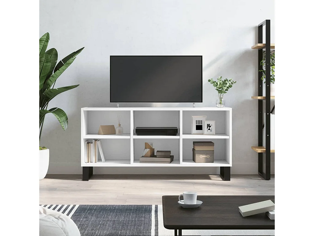 Meuble TV blanc 103,5x30x50 cm bois d'ingénierie