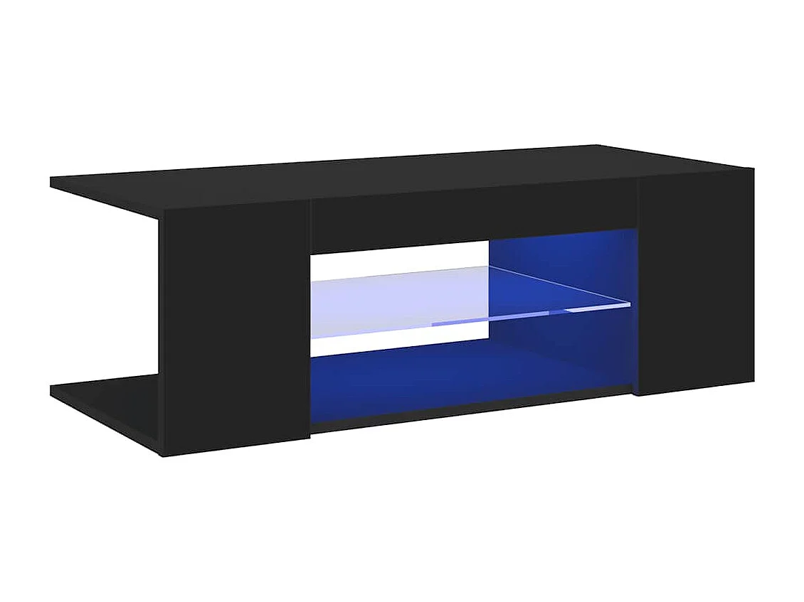 Mueble de TV con luces LED negro 90x39x30 cm