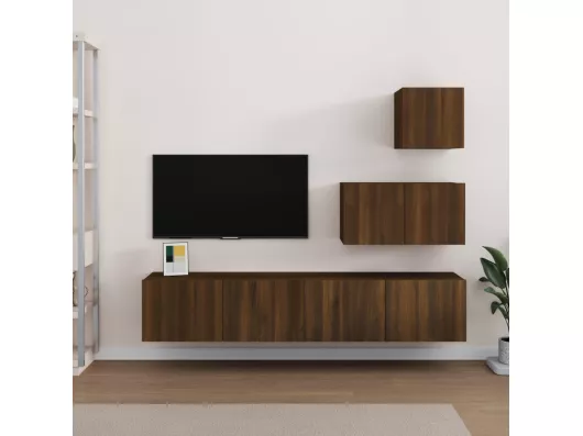 Kauf Unique 4-tlg. TV-Schrank-Set Braun Eichen-Optik Holzwerkstoff