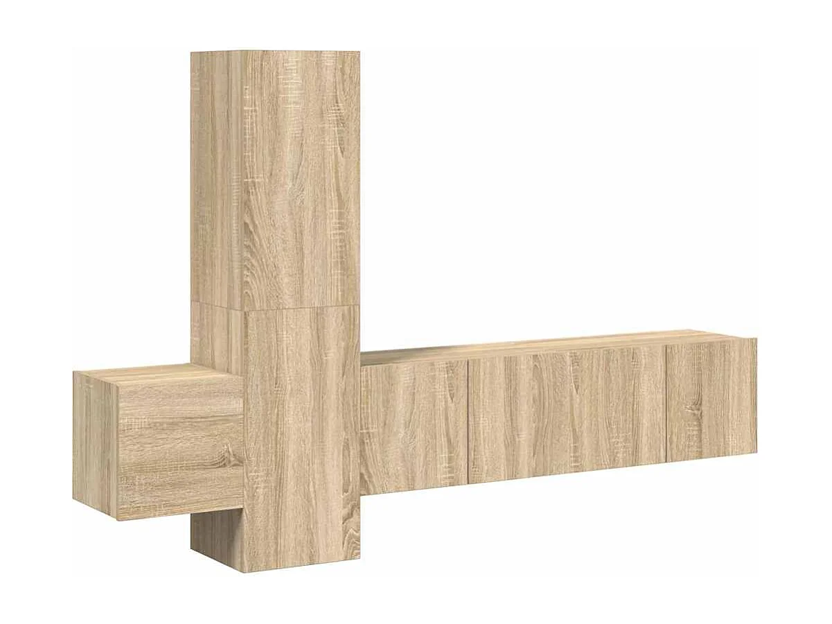 Set di Mobili Porta TV 5 pz Rovere Sonoma in Legno Multistrato