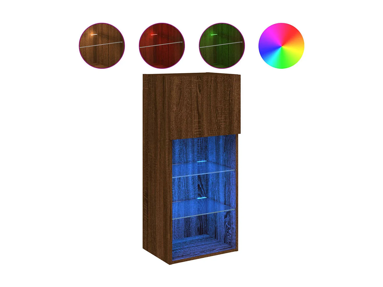 Meubles TV avec lumières LED 2 pcs chêne marron 40,5x30x90 cm