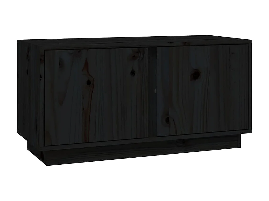 Mobile Porta TV Nera 80x35x40,5 cm in Legno Massello di Pino