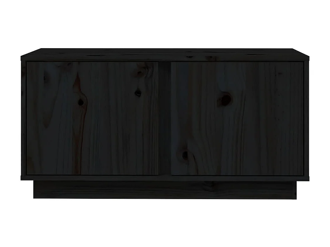 Mobile Porta TV Nera 80x35x40,5 cm in Legno Massello di Pino