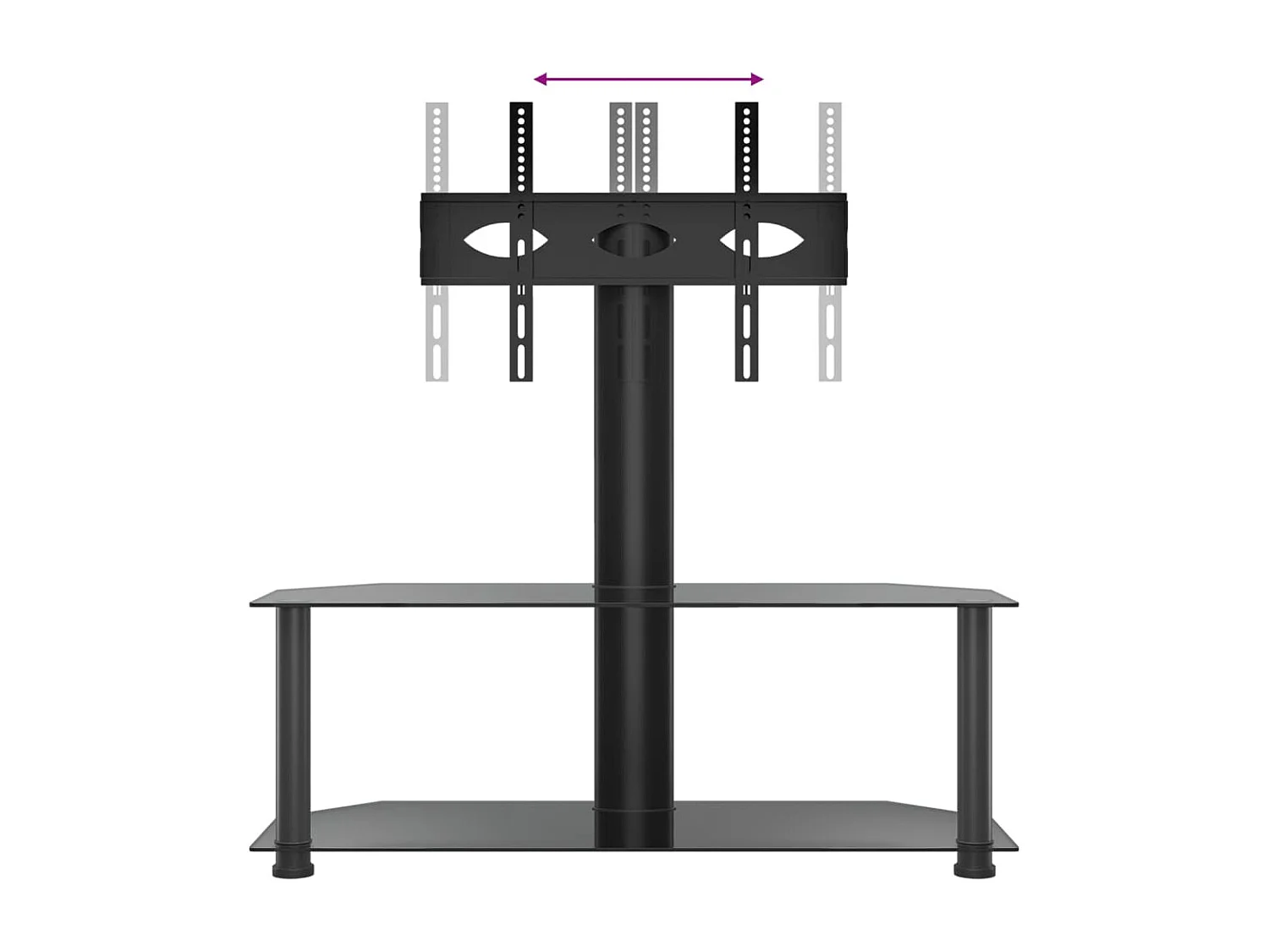 Meuble TV d'angle 2 niveaux pour 32-70 pouces noir
