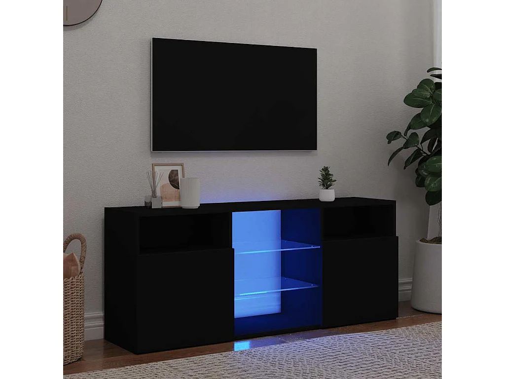 TV-Schrank mit LED-Leuchten Schwarz 120x30x50 cm