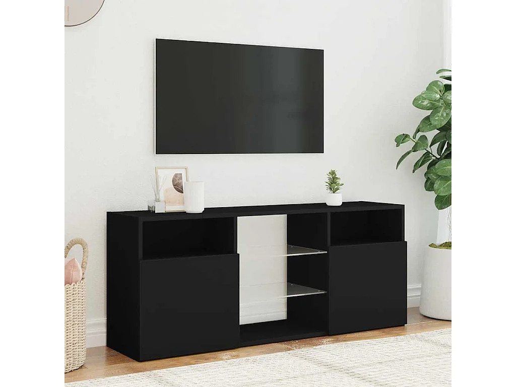 TV-Schrank mit LED-Leuchten Schwarz 120x30x50 cm