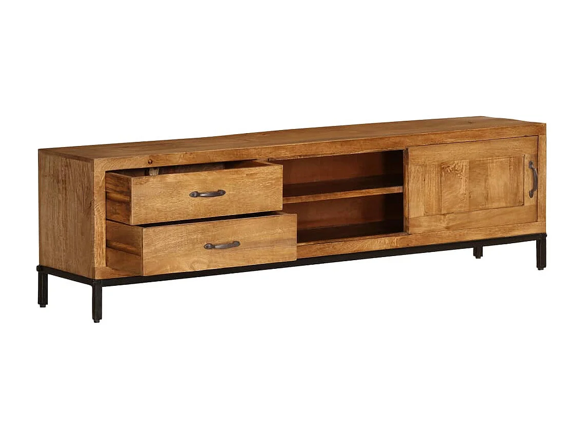 Meuble TV Bois de manguier massif 140 x 30 x 40 cm