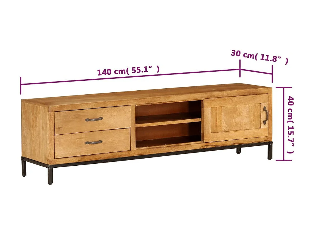 TV-Schrank Massivholz Mango 140x30x40 cm