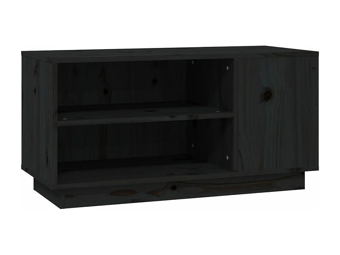 Mueble de TV madera maciza de pino negro 80x35x40,5 cm
