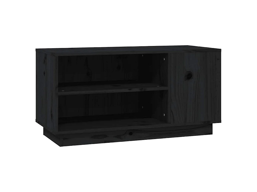 Meuble TV Noir 80x35x40,5 cm Bois de pin massif