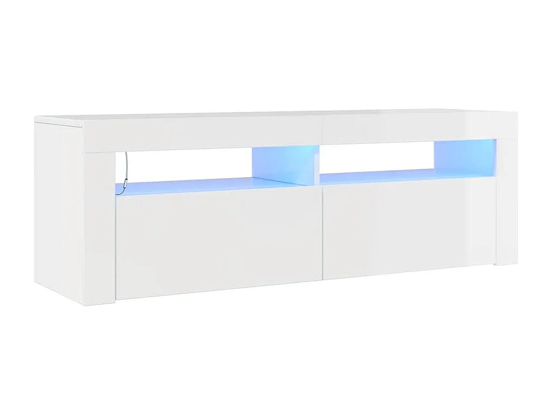 Mobile Porta TV con Luci LED Bianco Lucido 120x35x40 cm