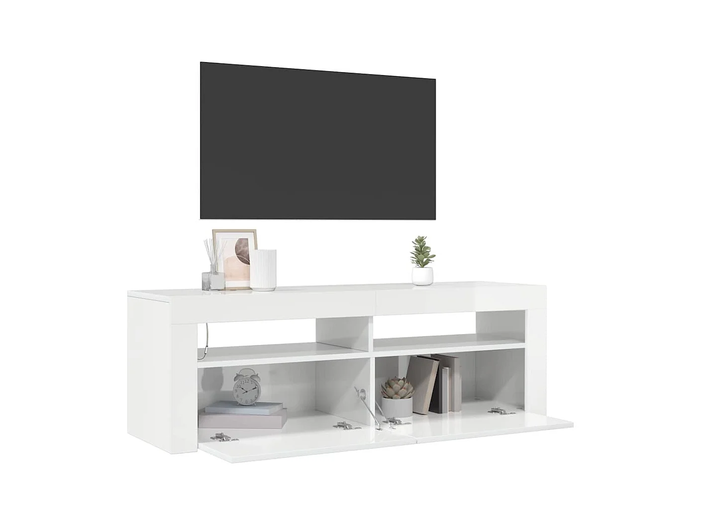Mobile Porta TV con Luci LED Bianco Lucido 120x35x40 cm