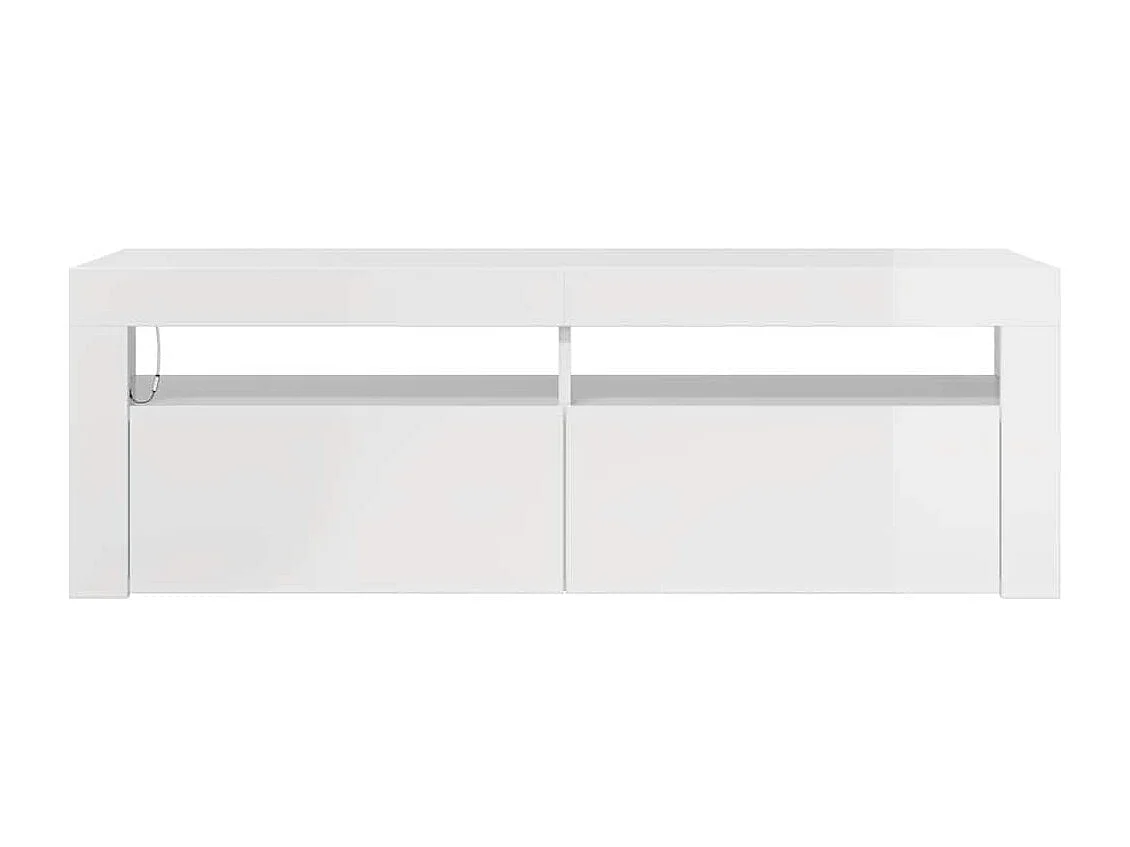 Mobile Porta TV con Luci LED Bianco Lucido 120x35x40 cm