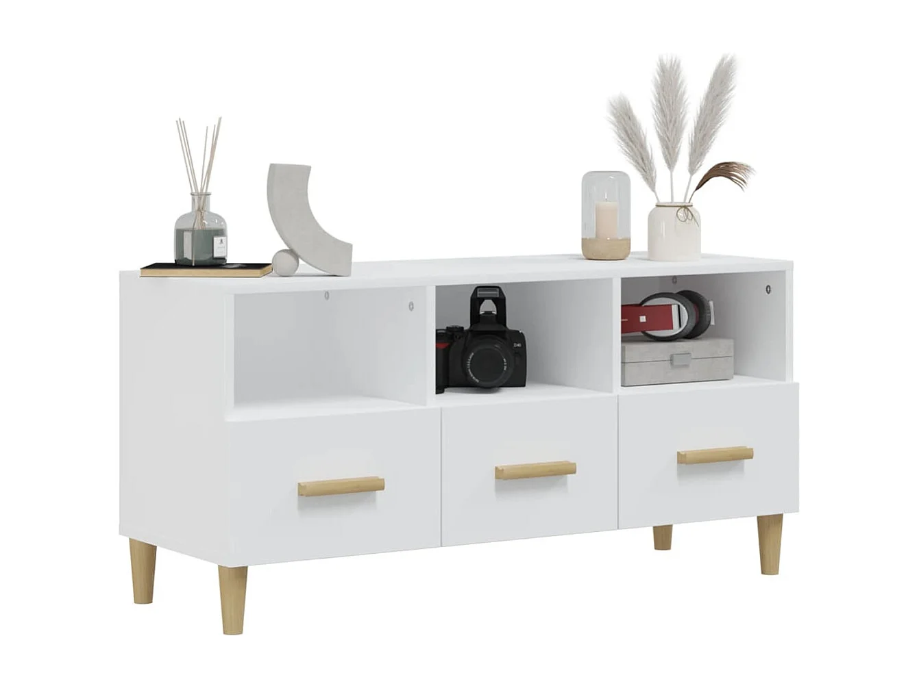 Mueble para TV madera contrachapada blanco 102x36x50 cm