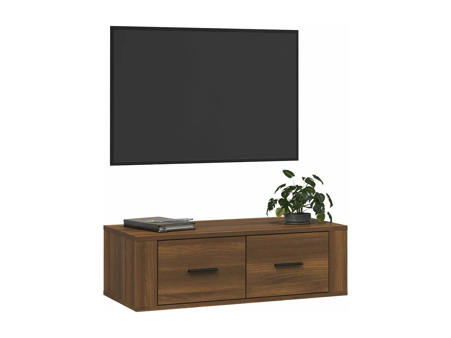 Armário TV suspenso 80x36x25cm deriv. madeira carvalho castanho