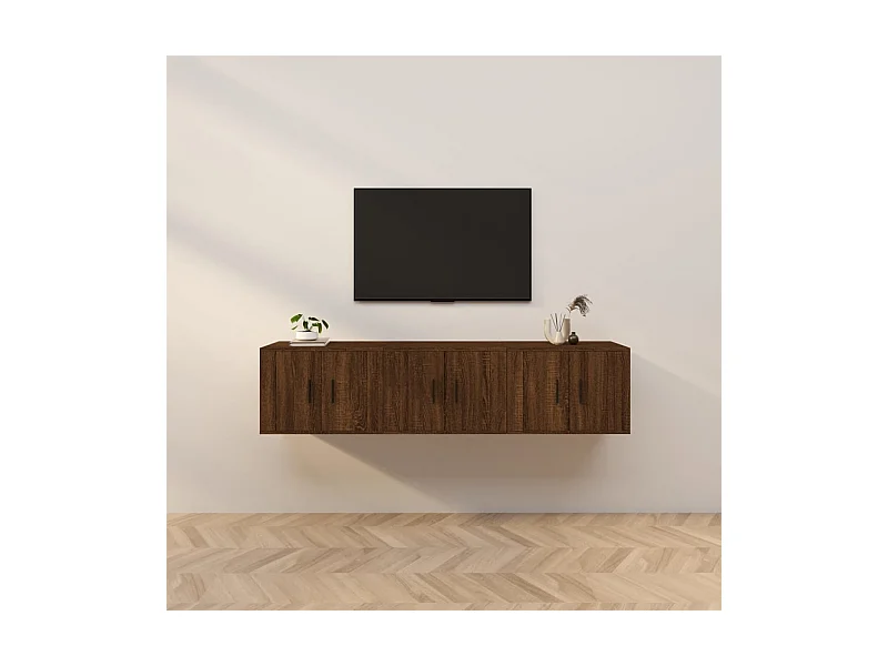 Móveis de TV de parede 3 pcs 57x34,5x40 cm carvalho castanho