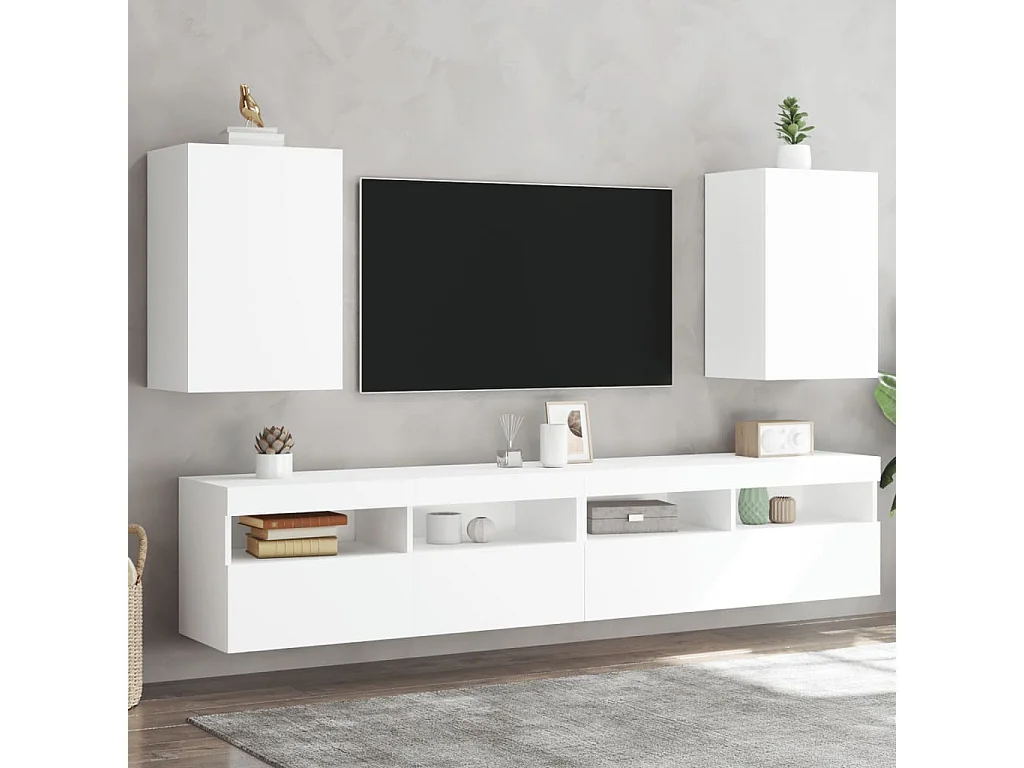 TV-Wandschränke 2 Stk. Weiß 40,5x30x60 cm Holzwerkstoff