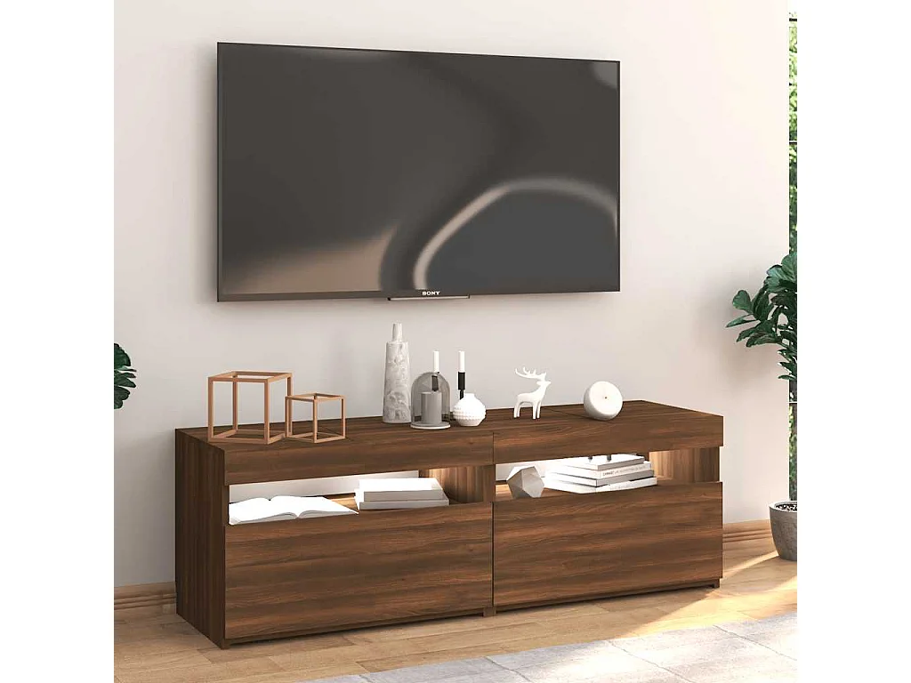Tv-meubel met LED-verlichting 120x35x40 cm bruin eikenkleur