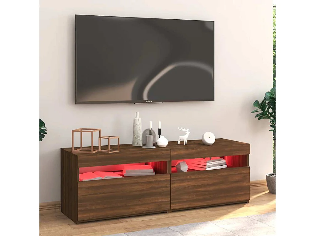 Tv-meubel met LED-verlichting 120x35x40 cm bruin eikenkleur