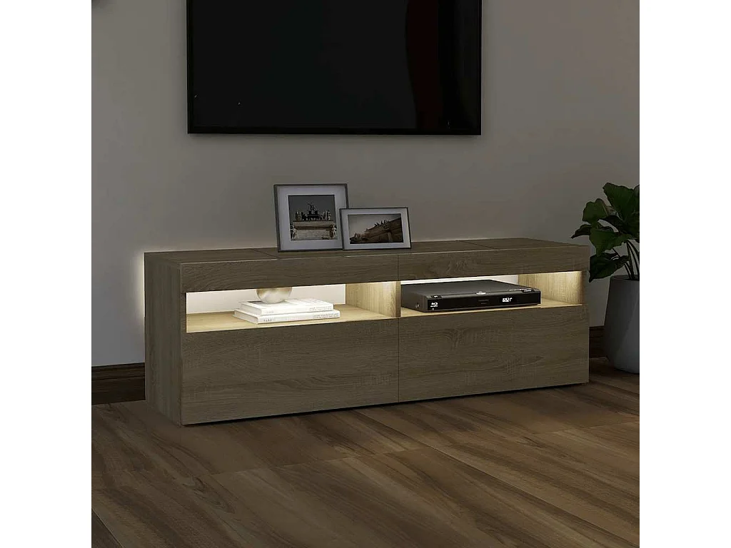 Tv-meubel met LED-verlichting 120x35x40 cm sonoma eikenkleurig