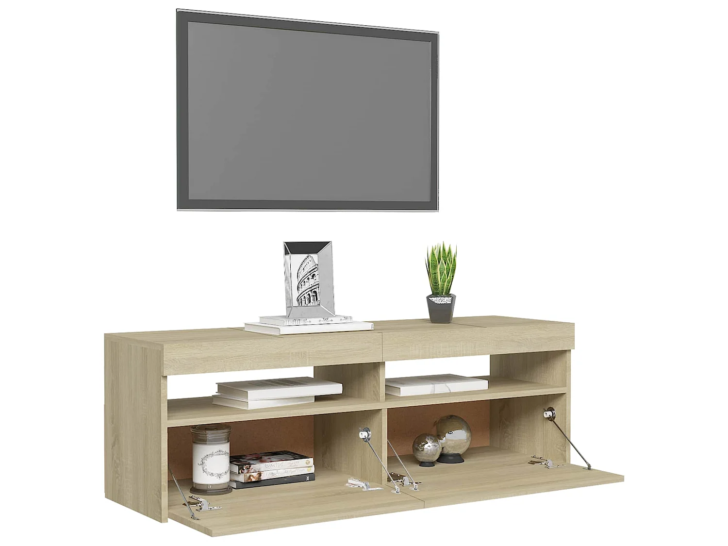 Meuble TV avec lumières LED chêne sonoma 120x35x40 cm