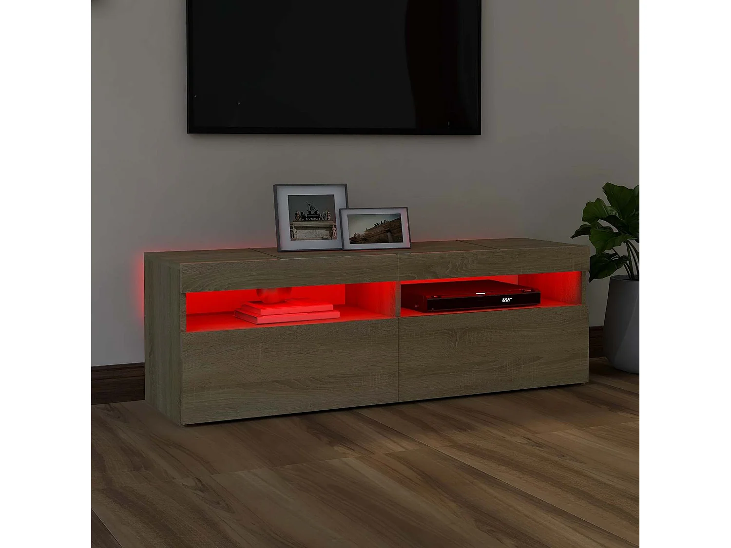 Meuble TV avec lumières LED chêne sonoma 120x35x40 cm