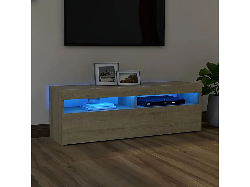 Mobile Porta TV con Luci LED Rovere Sonoma 120x35x40 cm