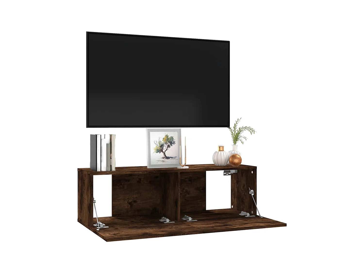 Armoire murale TV Chêne fumé 100x30x30 cm Bois d'ingénierie