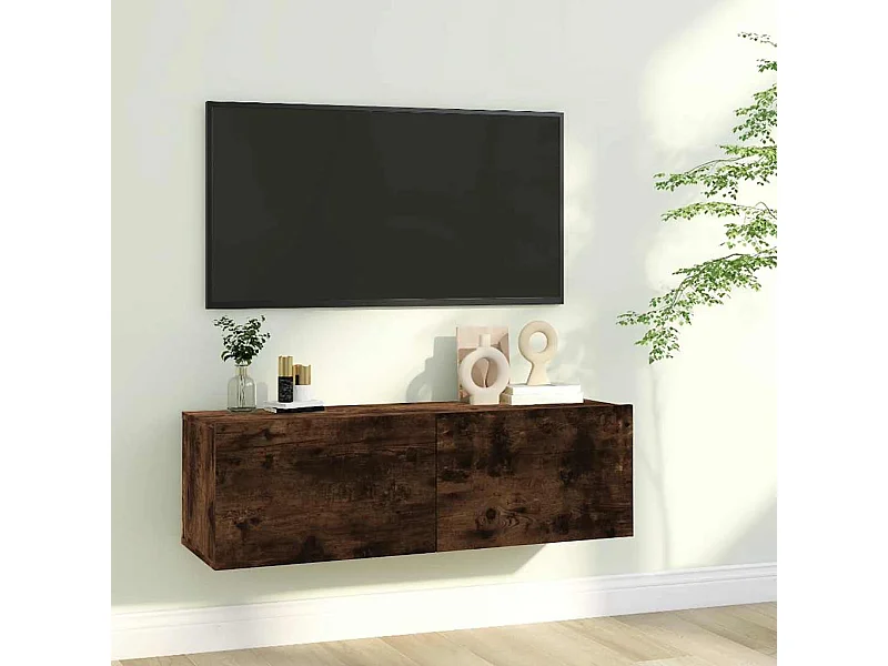 Tv-wandmeubel 100x30x30 cm bewerkt hout gerookt eikenkleurig