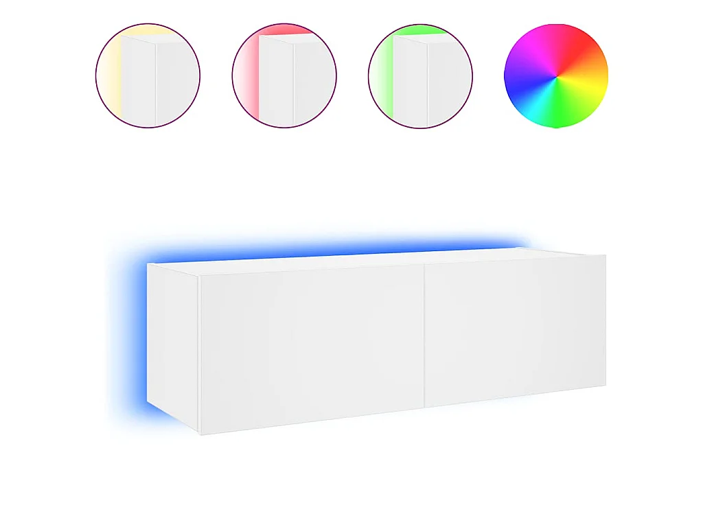 Mobile TV a Parete con Luci LED Bianco 100x35x31 cm