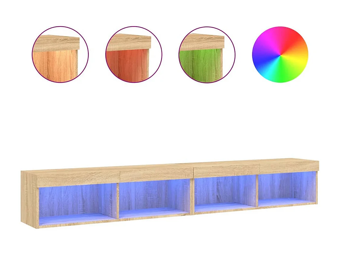 Meubles TV avec lumières LED 2 pcs chêne sonoma 100x30x30 cm