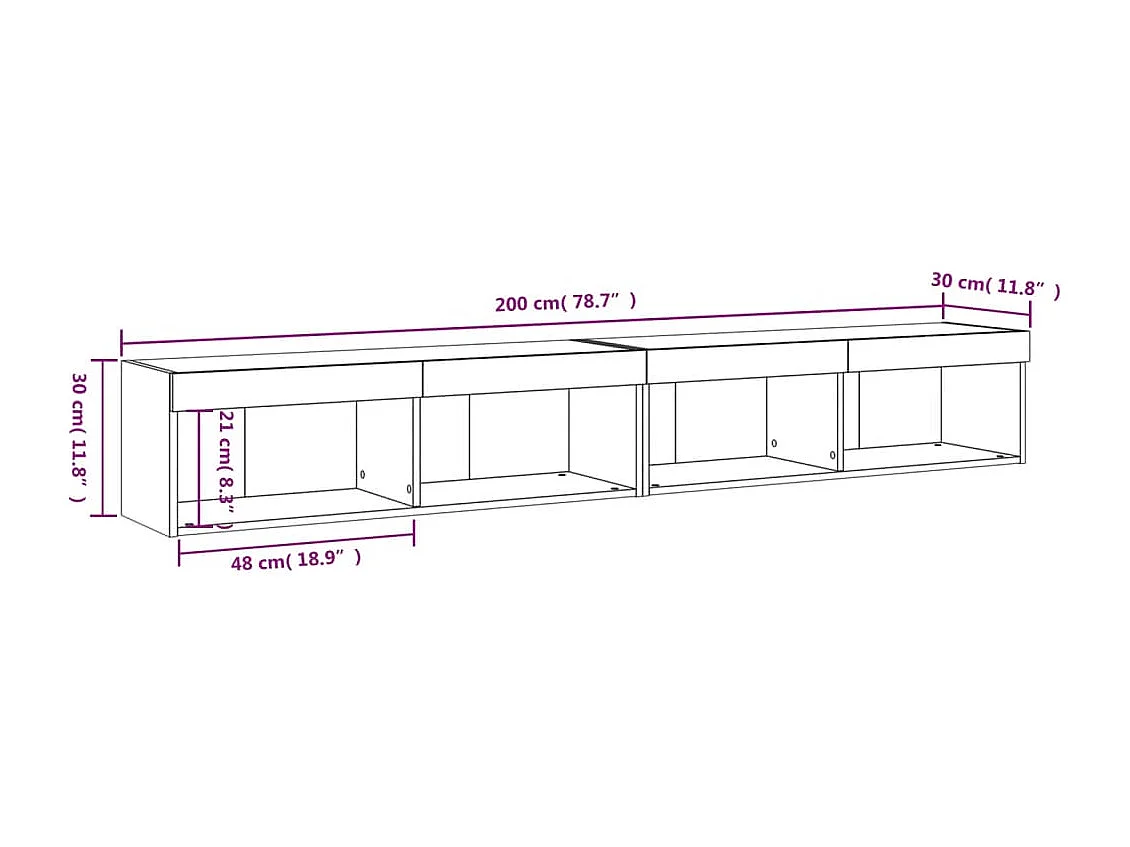 TV-Schränke mit LED-Leuchten 2 Stk. Sonoma-Eiche 100x30x30 cm