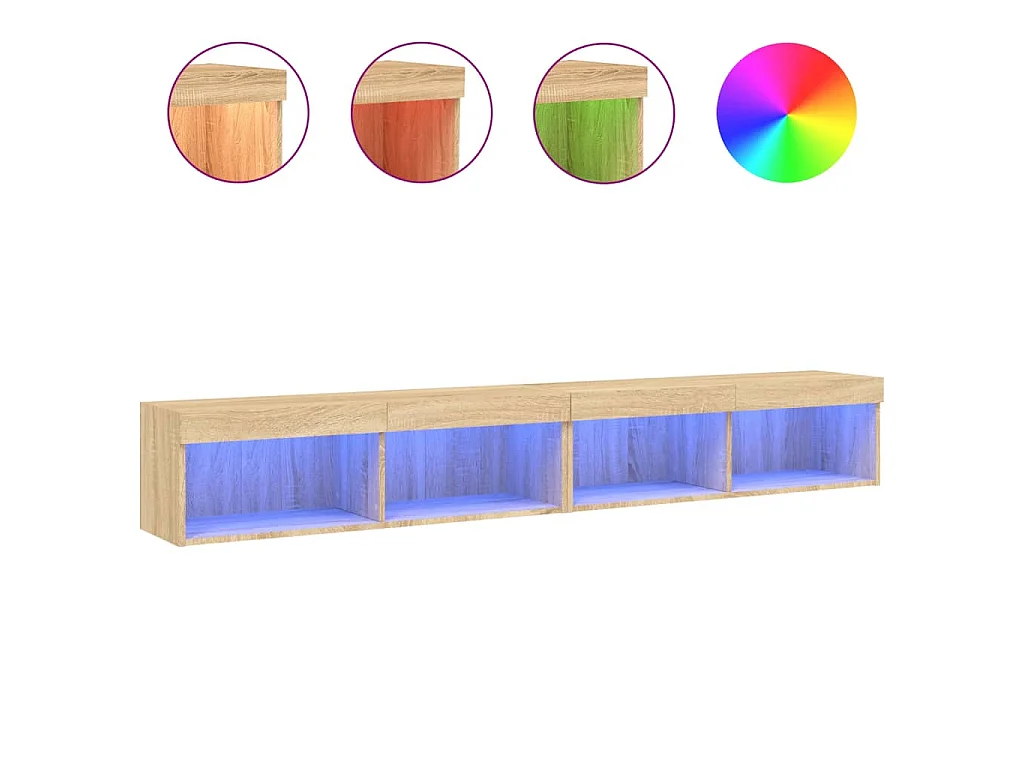 Meubles TV avec lumières LED 2 pcs chêne sonoma 100x30x30 cm