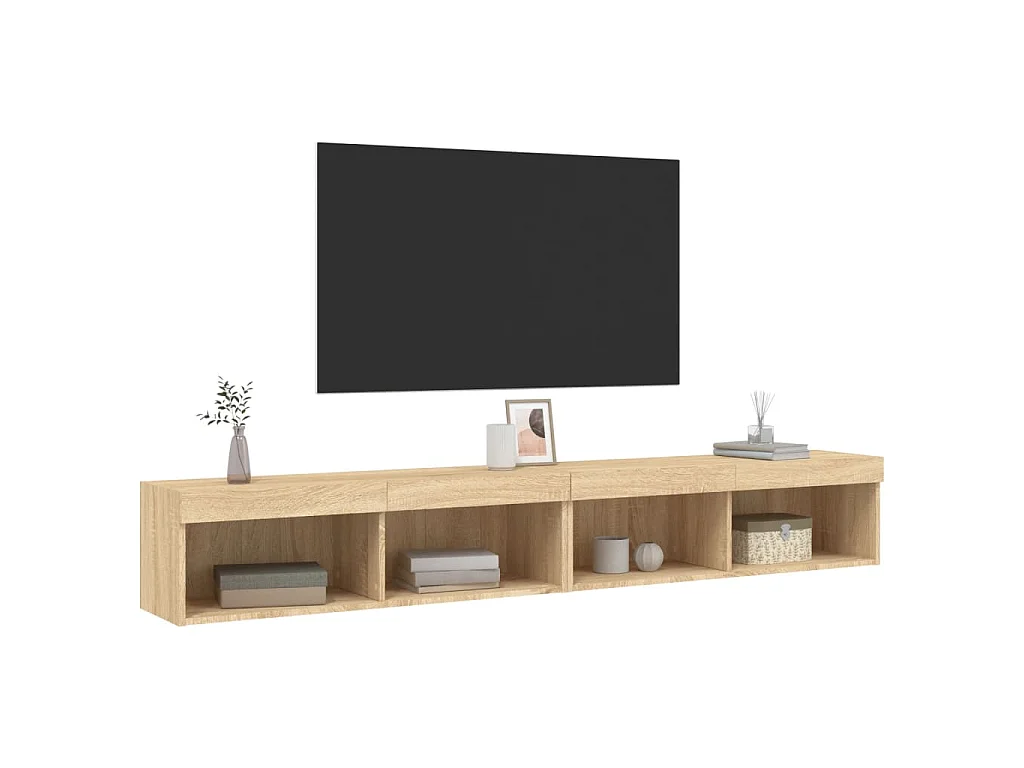 Meubles TV avec lumières LED 2 pcs chêne sonoma 100x30x30 cm
