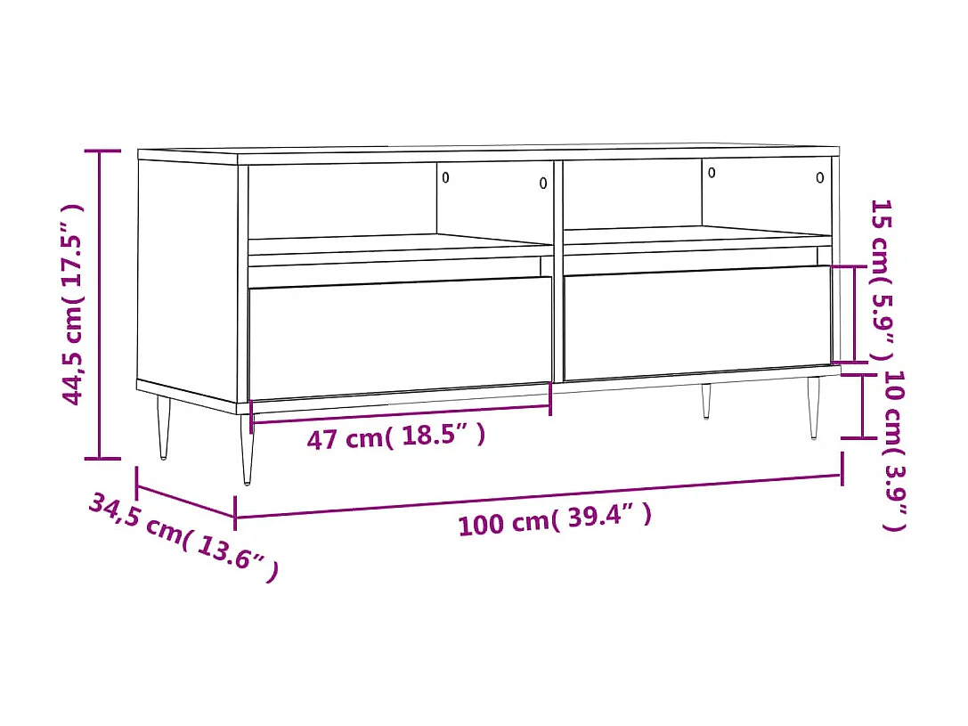 TV-Schrank Weiß 100x34,5x44,5 cm Holzwerkstoff