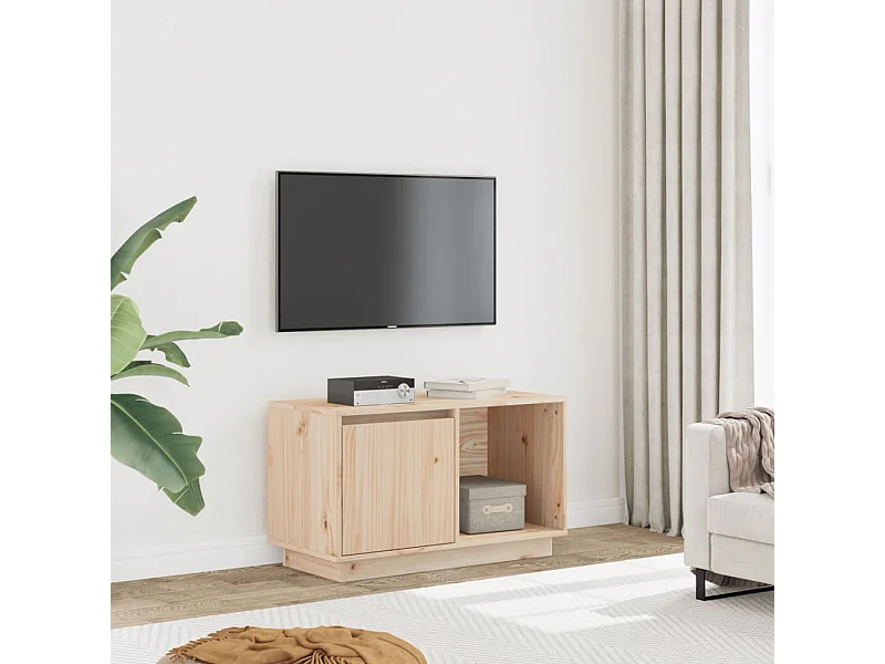 Mueble de TV de madera maciza de pino 74x35x44 cm