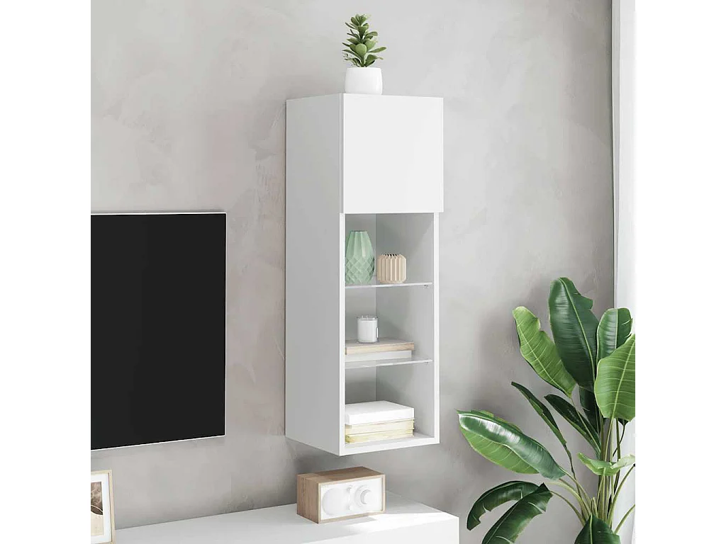 TV-Schrank mit LED-Leuchten Weiß 30,5x30x90 cm