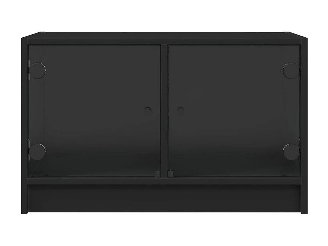 Meuble TV avec portes en verre noir 68x37x42 cm