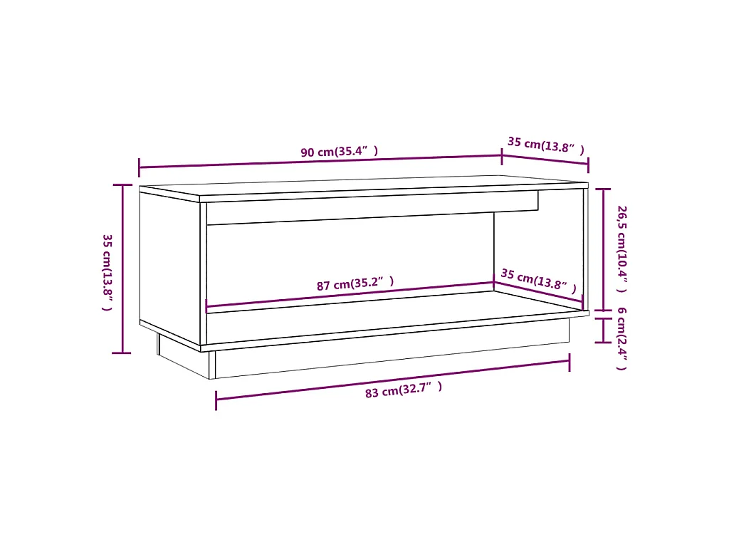 Meuble TV 90x35x35 cm Bois de pin massif