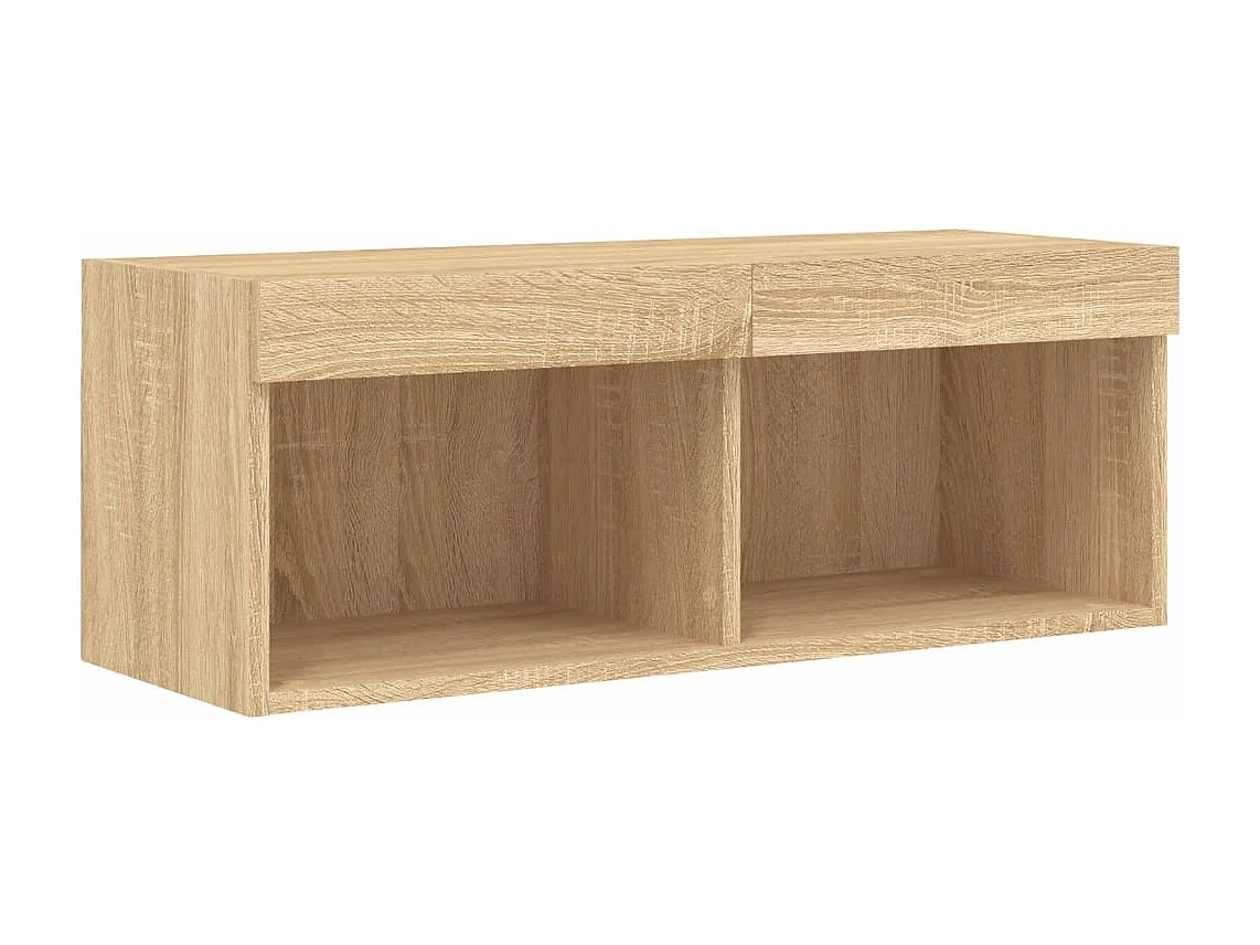 4-tlg. Wohnwand mit LED-Beleuchtung Sonoma-Eiche Holzwerkstoff