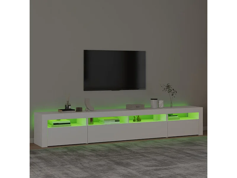 Móvel de TV com luzes LED 240x35x40 cm branco