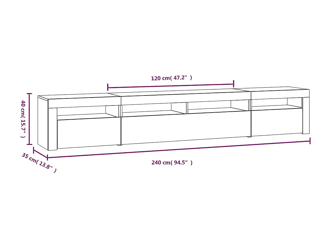 Meuble TV avec lumières LED Blanc 240x35x40 cm