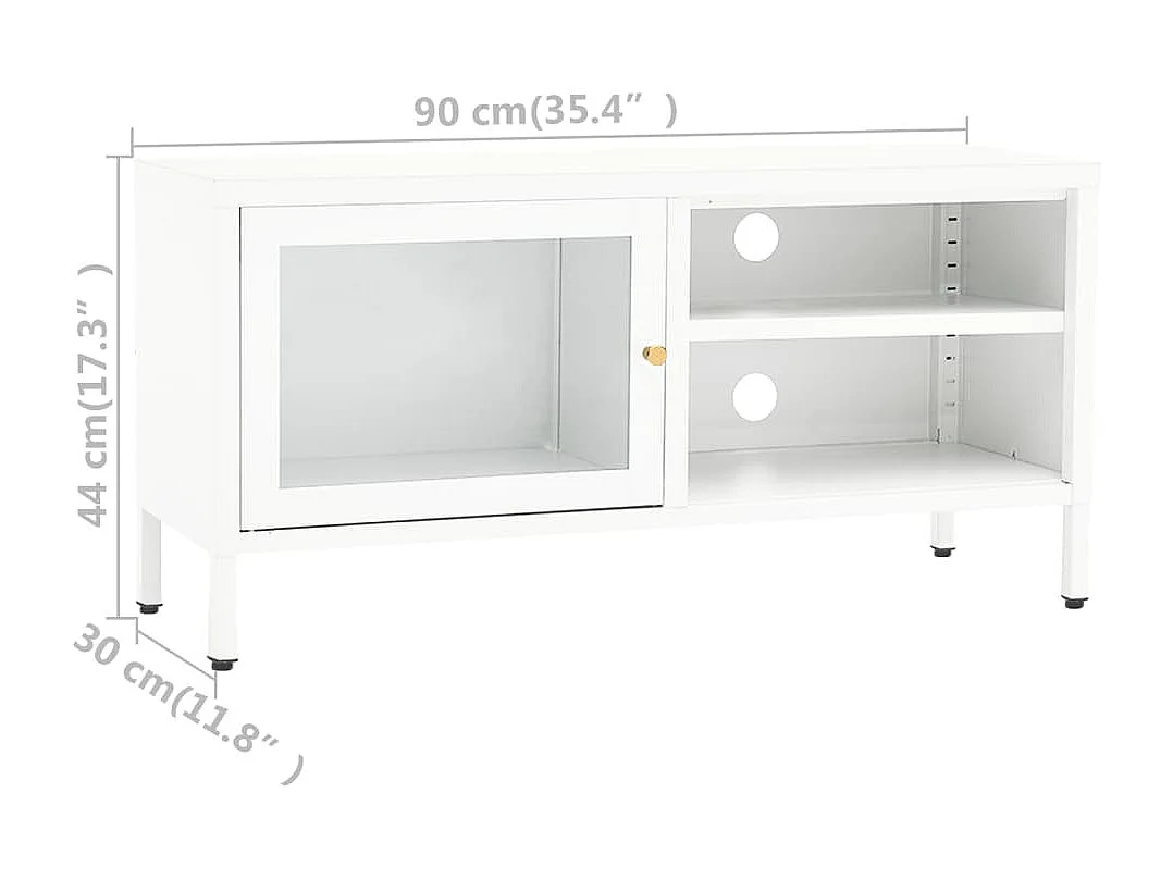 TV-Schrank Weiß 90x30x44 cm Stahl und Glas