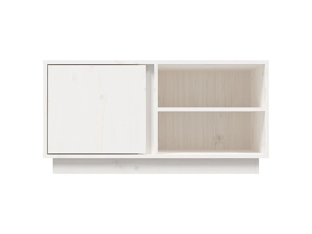 Meuble TV Blanc 80x35x40,5 cm Bois de pin massif